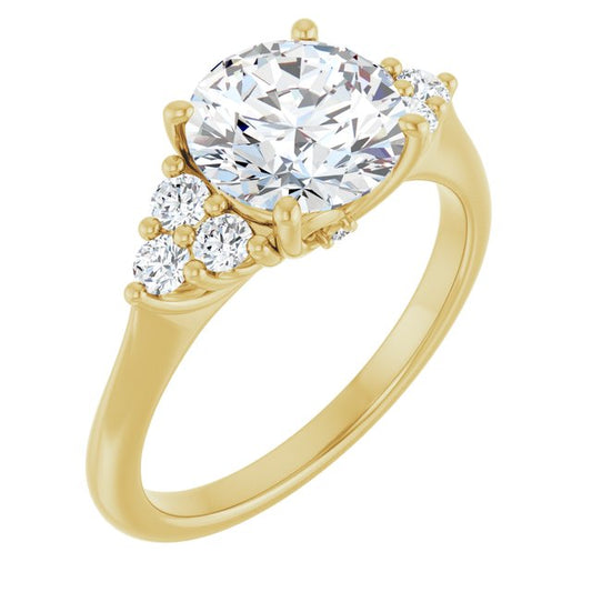 14K Gold Round Diamond Miami Engagement Ring
