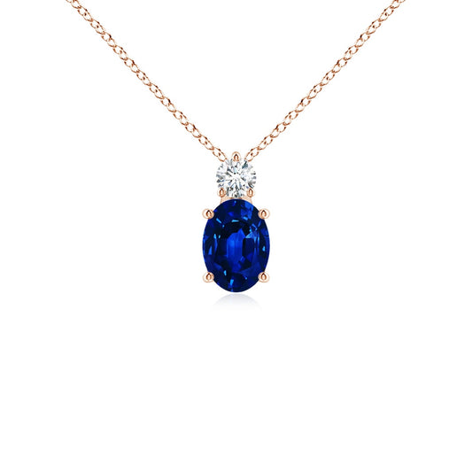 Oval Blue Sapphire  Necklace