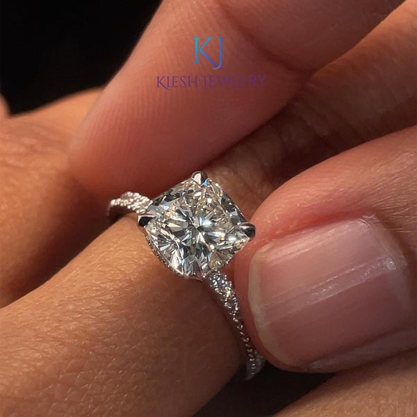 Cushion Lab Grown Diamond Engagement Ring