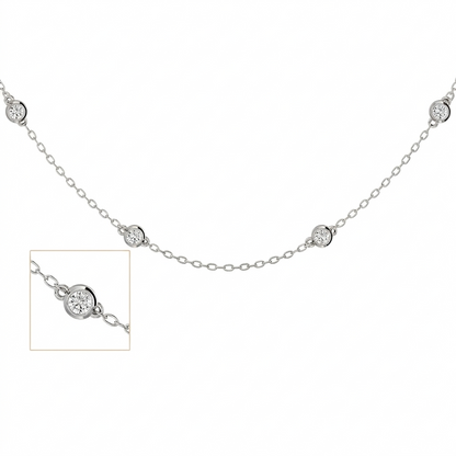 14K Gold Lab-Grown Diamond Bezel Station Necklace