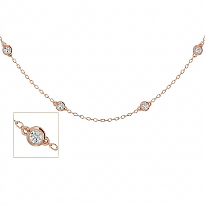 14K Gold Lab-Grown Diamond Bezel Station Necklace