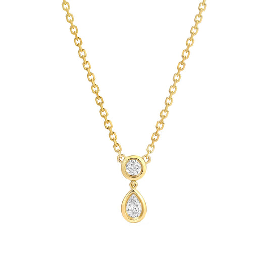 Gold necklace with a teardrop-shaped pendant