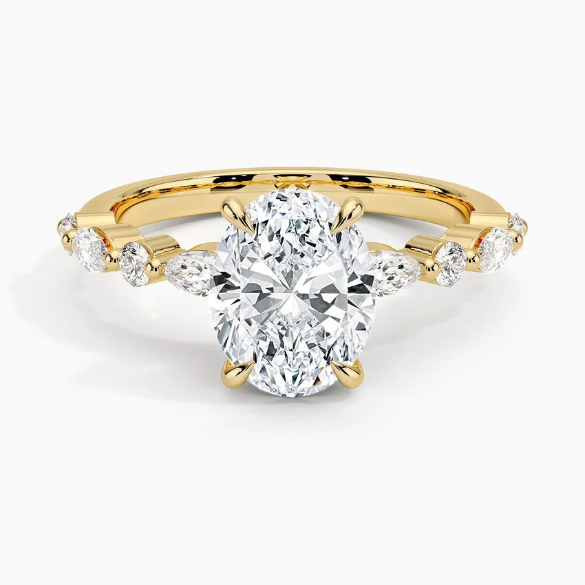 Oval Diamond Engagement Ring with Accented Band