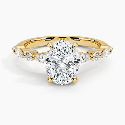 Oval Diamond Engagement Ring with Accented Band