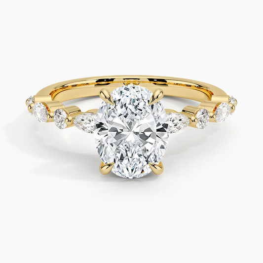 Oval Diamond Engagement Ring with Accented Band