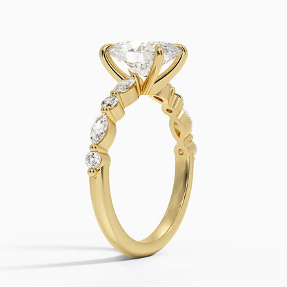 Oval Diamond Engagement Ring with Accented Band