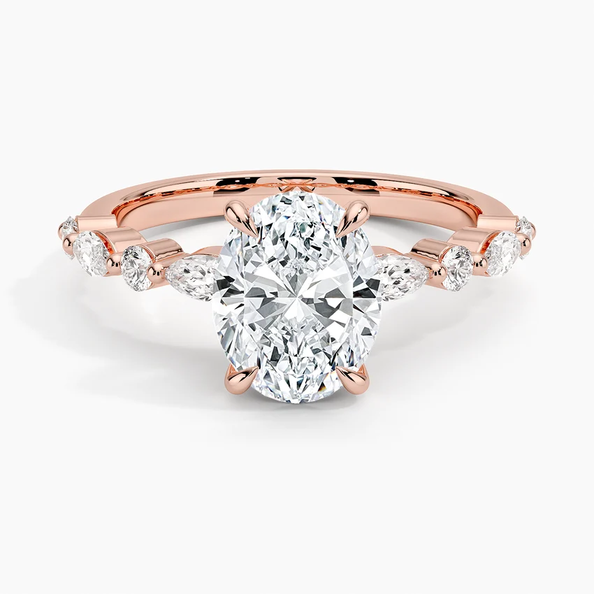 Oval Diamond Engagement Ring with Accented Band
