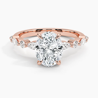 Oval Diamond Engagement Ring with Accented Band