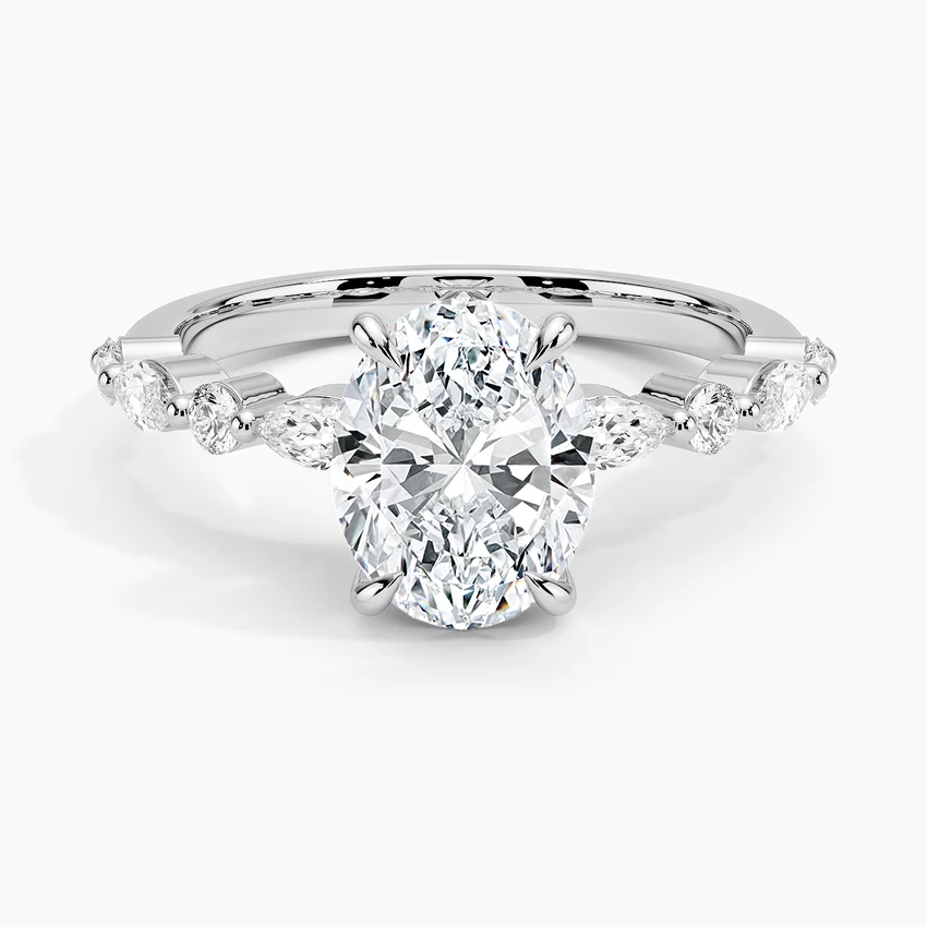 Oval Diamond Engagement Ring with Accented Band