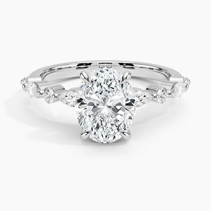 Oval Diamond Engagement Ring with Accented Band