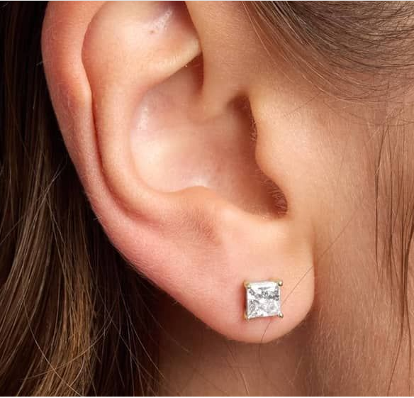 PRINCESS CUT DIAMOND STUD EARRINGS