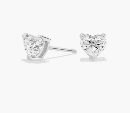 HEART SHAPED DIAMOND STUD EARRINGS