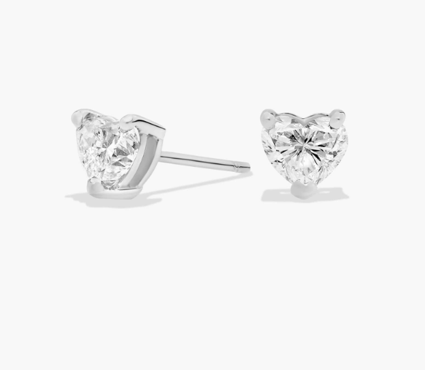 HEART SHAPED DIAMOND STUD EARRINGS