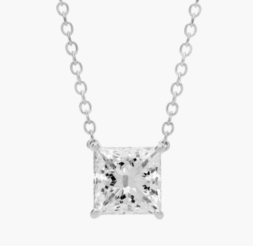 PRINCESS CUT DIAMOND SOLITAIRE NECKLACE