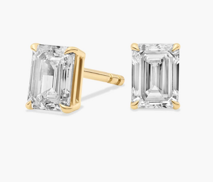 EMERALD CUT DIAMOND STUD EARRINGS