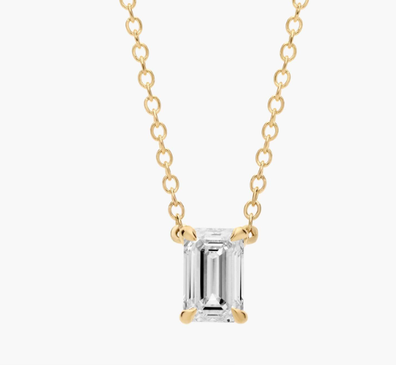 EMERALD DIAMOND SOLITAIRE NECKLACE