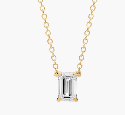 EMERALD DIAMOND SOLITAIRE NECKLACE