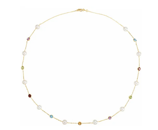 Cultured Freshwater Pearl & Gemstone 18" Necklace
