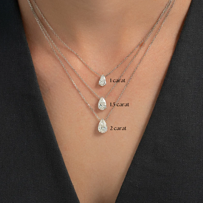 PEAR SHAPED DIAMOND SOLITAIRE NECKLACE