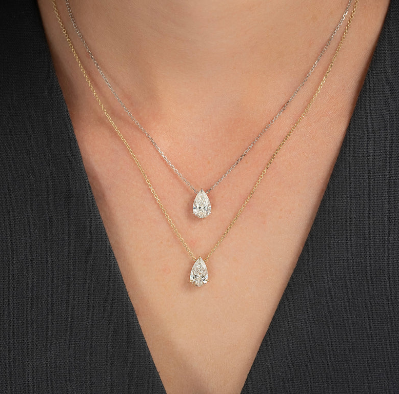 PEAR SHAPED DIAMOND SOLITAIRE NECKLACE