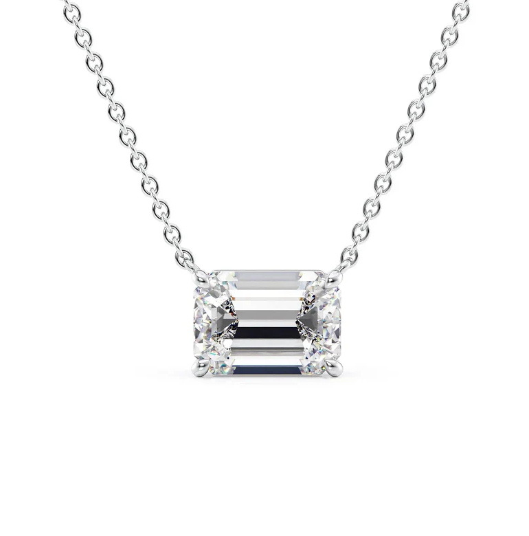 EMERALD DIAMOND SOLITAIRE NECKLACE
