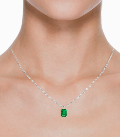 Emerald Cut Emerald Gemstone Necklace