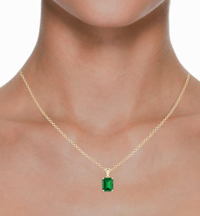 Emerald Cut Emerald Gemstone Necklace