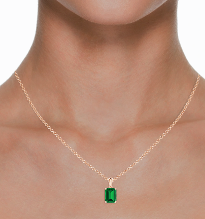 Emerald Cut Emerald Gemstone Necklace
