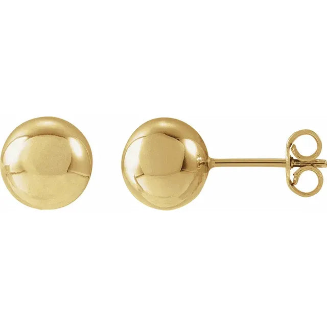 14K Yellow Gold 8 mm Ball Stud Earrings
