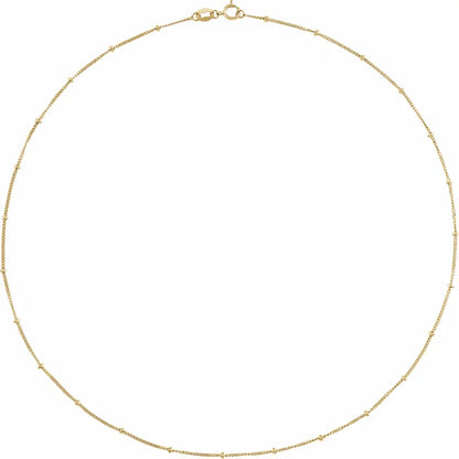 14K YG Beaded 18" Curb Chain