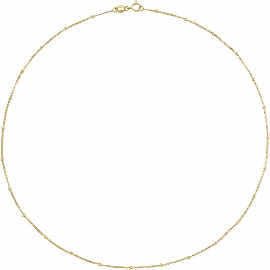 14K YG Beaded 18" Curb Chain