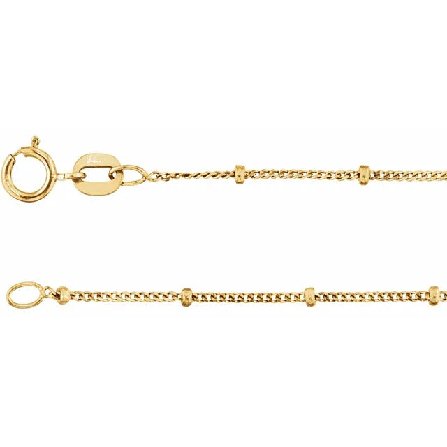 14K YG Beaded 18" Curb Chain
