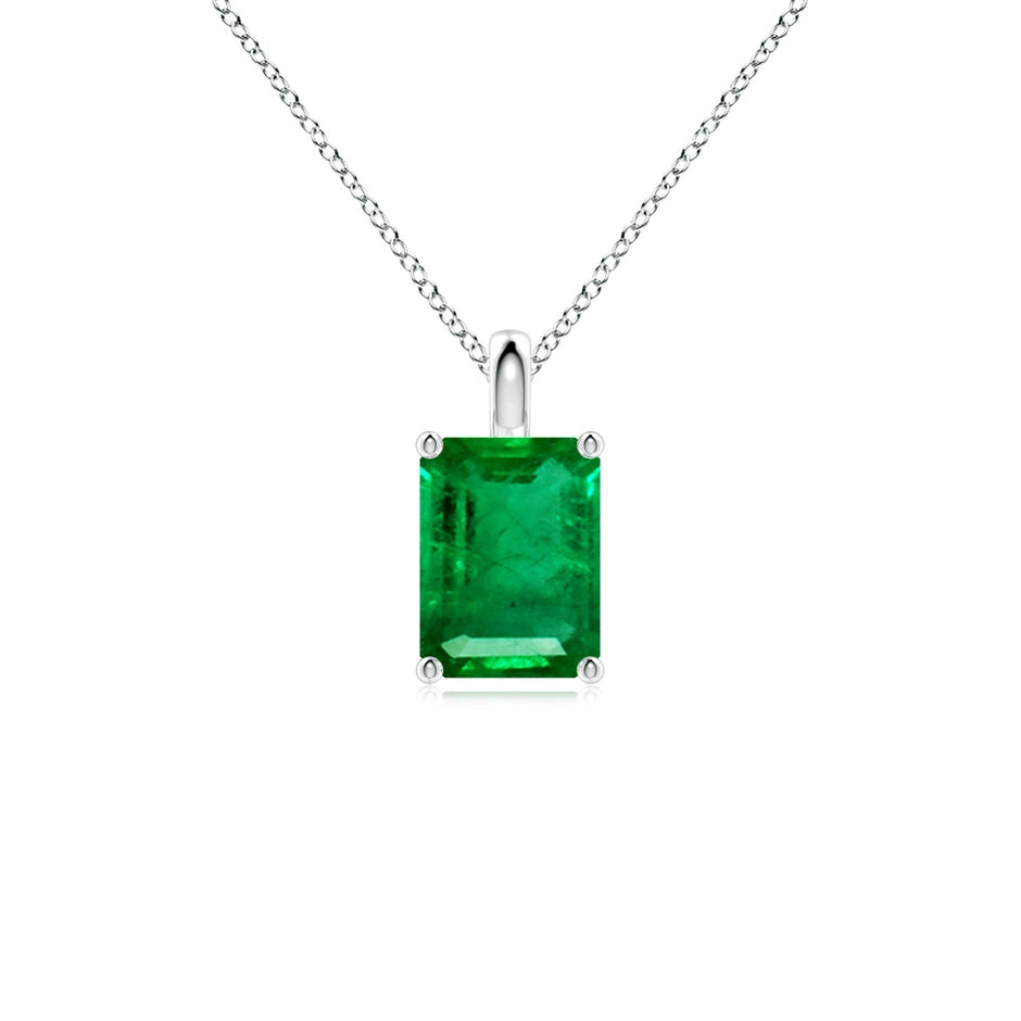 Emerald Cut Emerald Gemstone Necklace