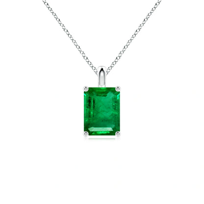 Emerald Cut Emerald Gemstone Necklace