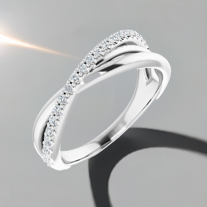 14K Gold Diamond Criss-Cross Ring