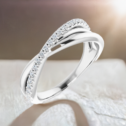 14K Gold Diamond Criss-Cross Ring