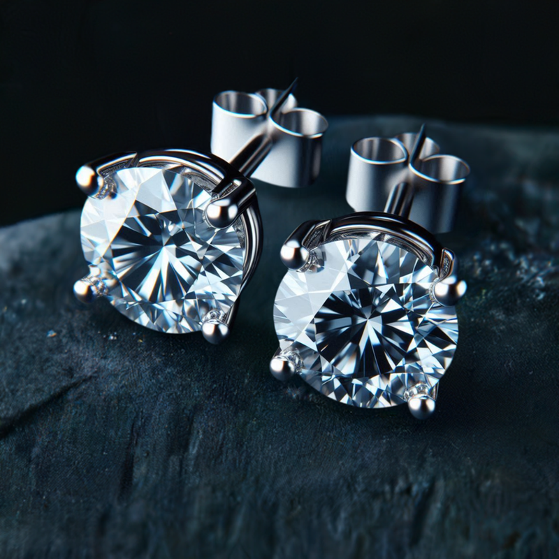 Lab Grown Round Diamond Stud Earrings