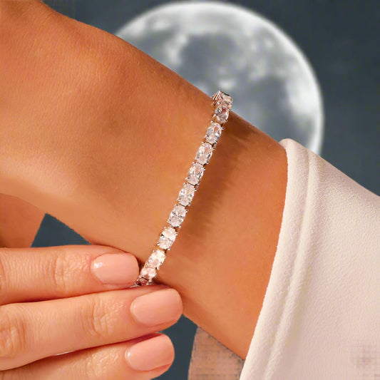 14K WHITE GOLD OVAL TENNIS BRACELET