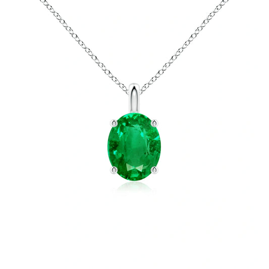 Oval Shaped Emerald Gemstone Necklace