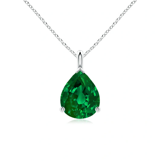 Pear Shaped Emerald Gemstone Necklace