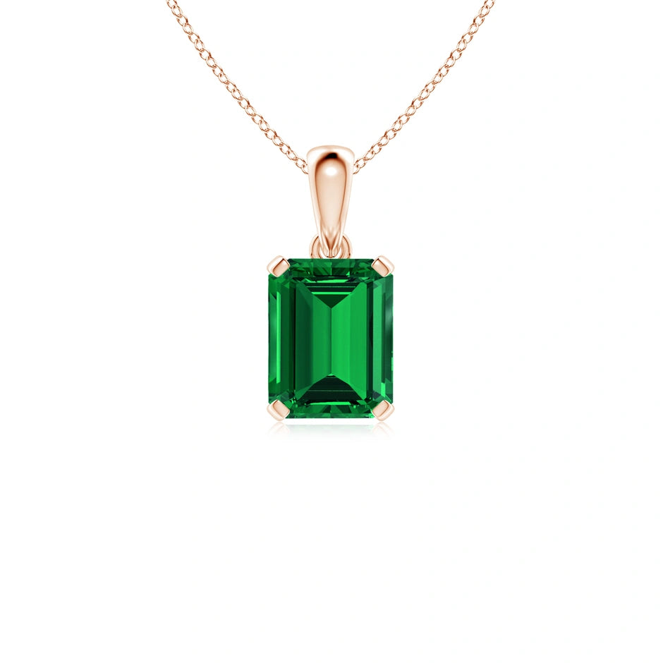 Emerald Cut Emerald Gemstone Necklace