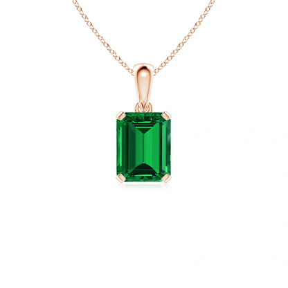Emerald Cut Emerald Gemstone Necklace