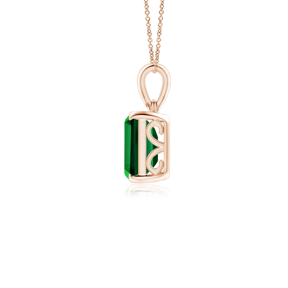Emerald Cut Emerald Gemstone Necklace