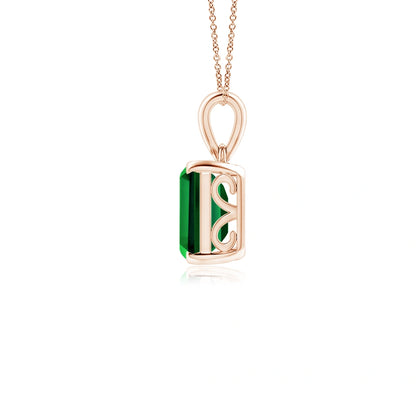 Emerald Cut Emerald Gemstone Necklace