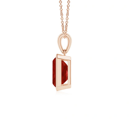 Emerald Cut Ruby Bezel-Set Necklace
