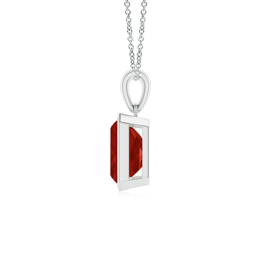 Emerald Cut Ruby Bezel-Set Necklace