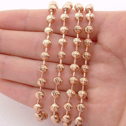 14K Moon Ball Diamond Cut Chain