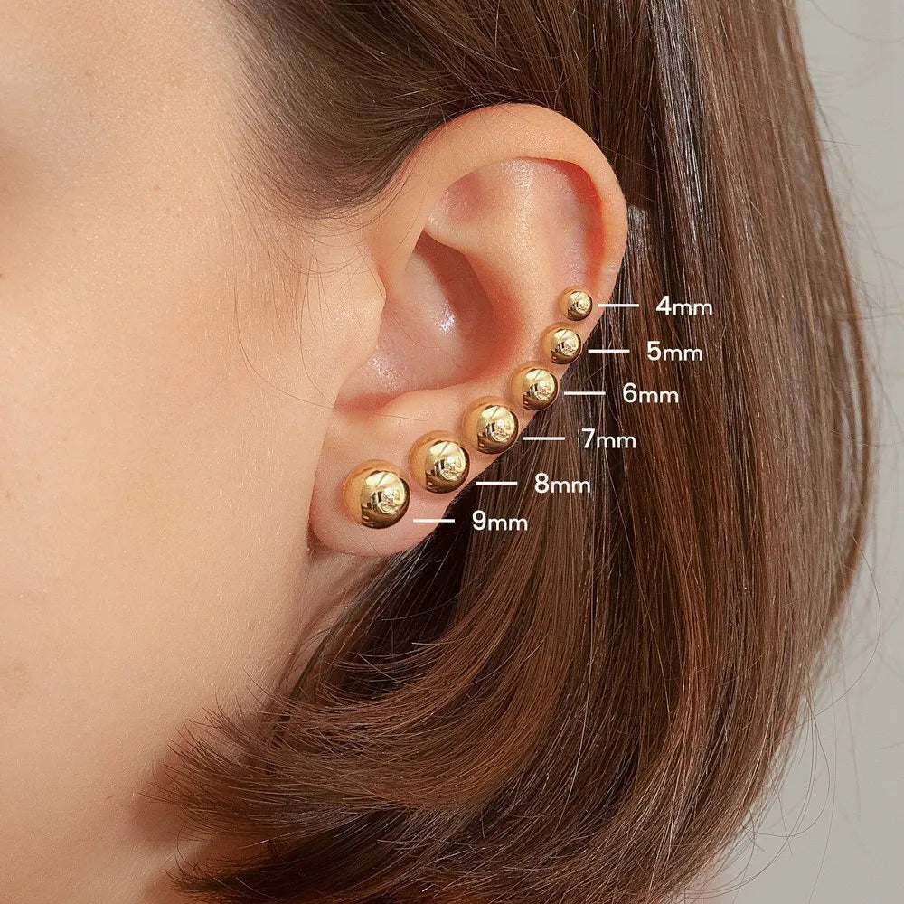 14K Yellow Gold 8 mm Ball Stud Earrings