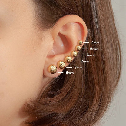 14K Yellow Gold 8 mm Ball Stud Earrings