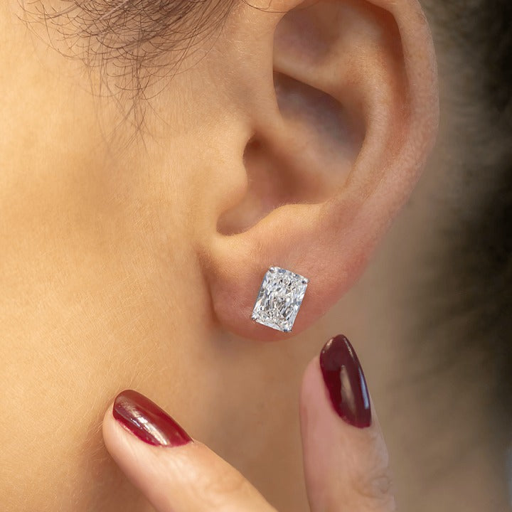 RADIANT CUT DIAMOND STUD EARRINGS